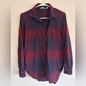 Athleta Lumberjill Flannel Plaid Shirt - Burgundy and Navy